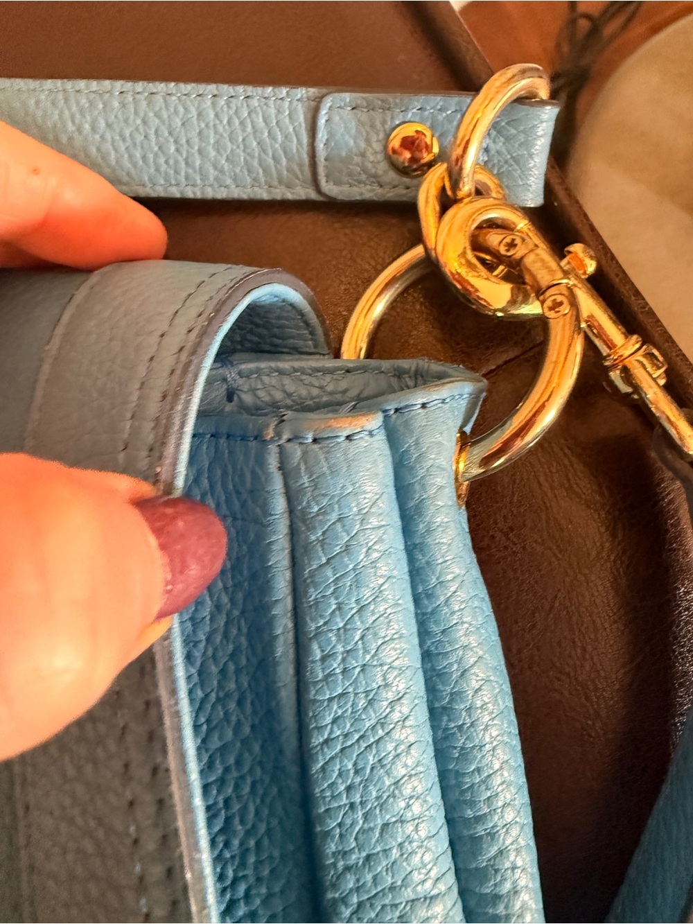 MCM Teal Blue Leather Studded Saddle Bag - Picture 13 of 15